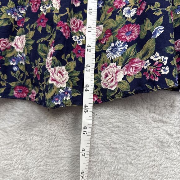 Vtg Floral Midi Dress M Petite Lace Collar Belt Modest Twee Grandma Cottage 80s - Picture 9 of 15